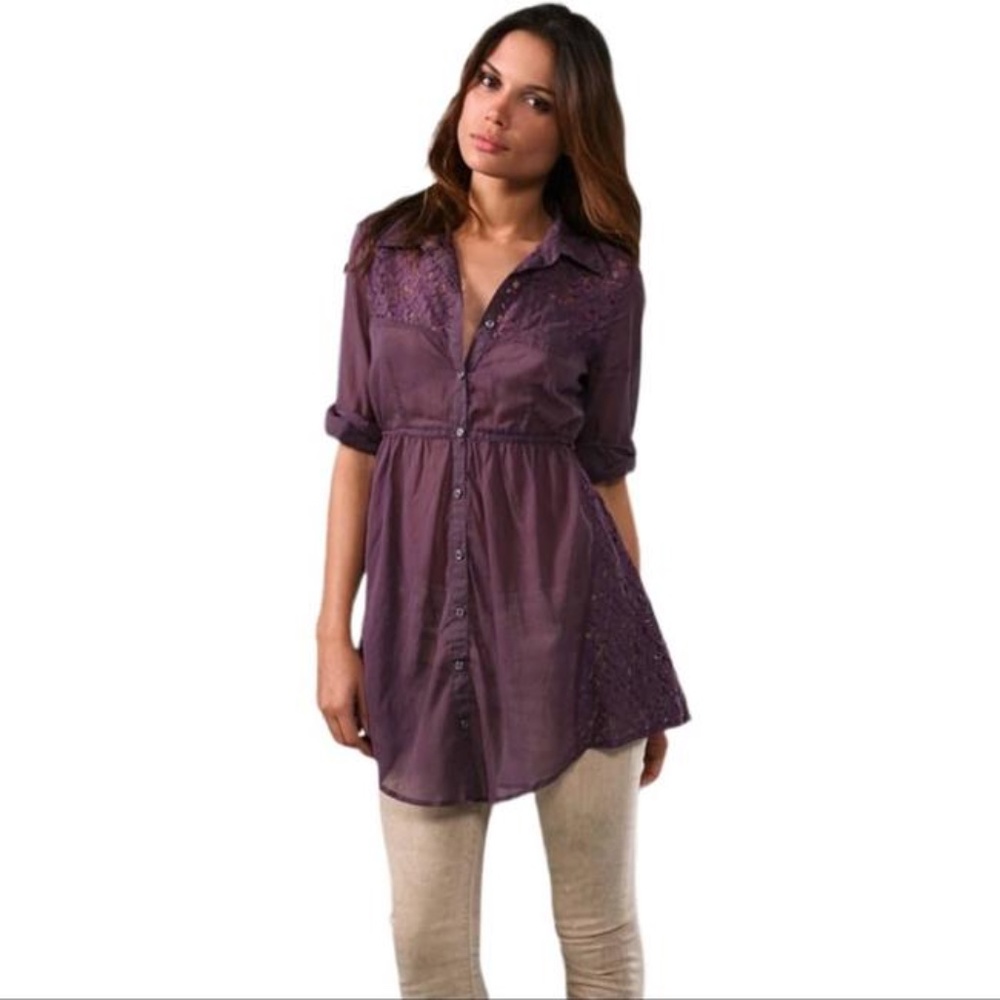 Free People Purple Lace Tunic